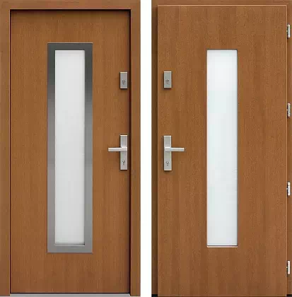 Drzwi wejściowe inox 499,2-499,12 w kolorze złoty dąb.