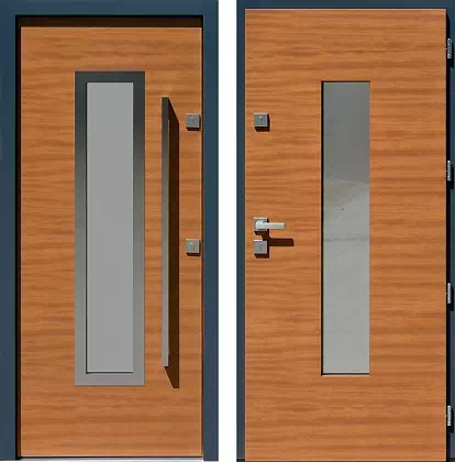 Drzwi wejściowe inox 499,2B-499,12B w kolorze złoty dab + antracyt.