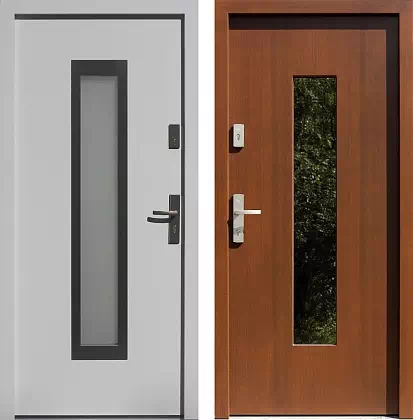 Drzwi wejściowe inox 499,3-499,12 w kolorze białe + orzech.