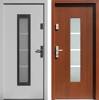 Drzwi wejściowe inox 499,3-499,12+ds1 w kolorze białe + orzech.