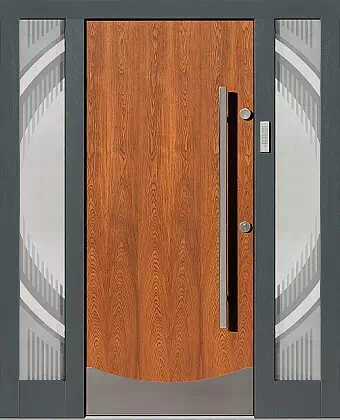 Drzwi zewnętrzne z dostawkami bocznymi wzór wzór 500C w kolorze dąb antyczny + antracyt.