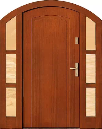 Drzwi zewnętrzne z dostawkami bocznymi wzór wzór 801,1 w kolorze ciemny dąb.