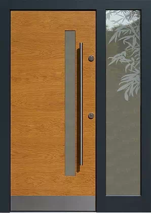 Drzwi zewnetrzne z dostawką boczną model wzór 427,12 w kolorze jasny dąb + antracyt.