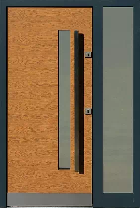 Drzwi zewnetrzne z dostawką boczną model wzór 427,13 w kolorze złoty dąb-antracyt.