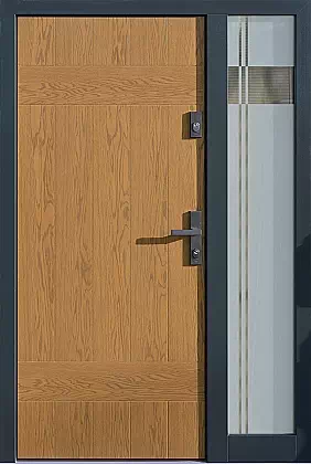 Drzwi zewnetrzne z dostawką boczną model wzór 431,21 w kolorze winchester + antracyt.