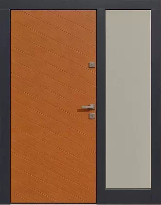 Drzwi zewnetrzne z dostawką boczną model wzór 432,1 w kolorze ciemny dąb + antracyt.