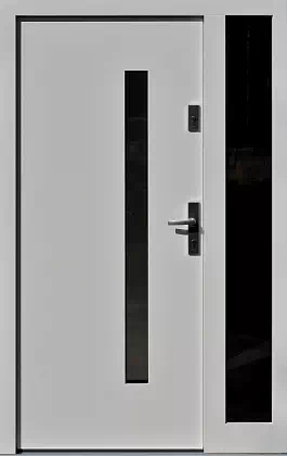 Drzwi zewnetrzne z dostawką boczną model wzór 454,14 w kolorze białe.