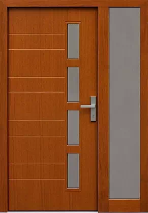 Drzwi zewnetrzne z dostawką boczną model wzór 462,1 w kolorze ciemny dąb.