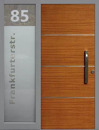 Drzwi zewnetrzne z dostawką boczną model wzór 490,20-500B w kolorze złoty dąb + szare.