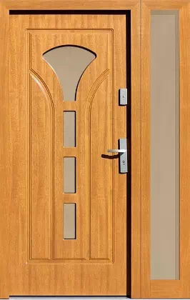 Drzwi zewnetrzne z dostawką boczną model wzór 508S4 w kolorze jasny dąb.