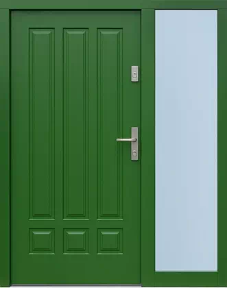 Drzwi zewnetrzne z dostawką boczną model wzór 533,2 w kolorze zielone.