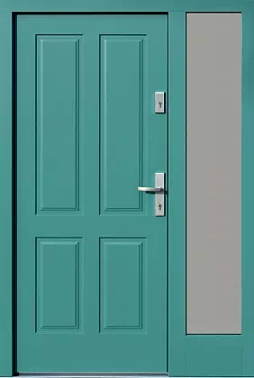 Drzwi zewnetrzne z dostawką boczną model wzór 534,9 w kolorze zielone.