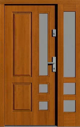 Drzwi zewnetrzne z dostawką boczną model wzór 590,1 w kolorze złoty dąb.