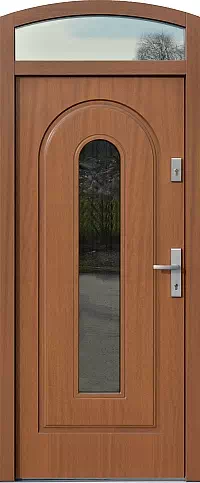 Drzwi z naświetlem górnym wzór wzór 571S2 w kolorze złoty dąb.