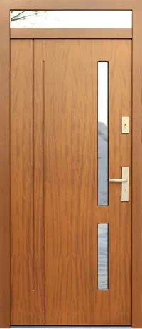 Drzwi z naświetlem górnym wzór wzór 684,5 w kolorze złoty dąb.