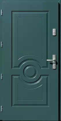Drzwi drewniane zewnętrzne do domu 504,4 w kolorze zielone.