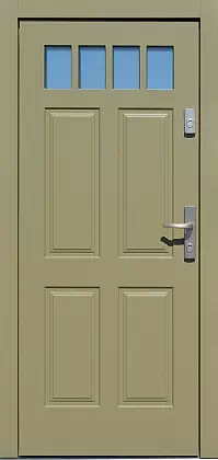 Drzwi drewniane zewnętrzne do domu 506,6 w kolorze beżowe.