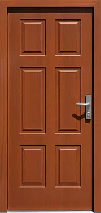 Drzwi drewniane zewnętrzne do domu wzór 534,5 w kolorze ciemny dąb.