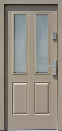 Drzwi drewniane zewnętrzne do domu 534,9B w kolorze beżowe.