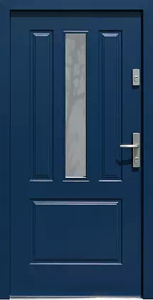 Drzwi drewniane zewnętrzne do domu 555,2 w kolorze granatowe.
