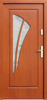 Drzwi drewniane zewnętrzne do domu 570,1+ds3 w kolorze ciemny dąb.