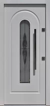 Drzwi drewniane zewnętrzne do domu 571S2+ds55 w kolorze białe.