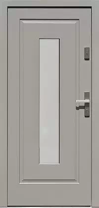 Drzwi drewniane zewnętrzne do domu 572S3 w kolorze szare.
