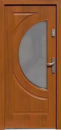 Drzwi drewniane zewnętrzne do domu 589S1 w kolorze złoty dąb.