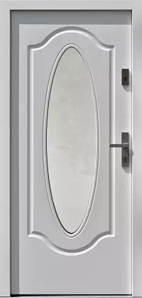 Drzwi drewniane zewnętrzne do domu 595S1 w kolorze białe.