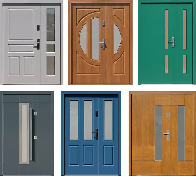 Drzwi zewnętrzne dwuskrzydłowe mix