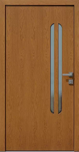 Drzwi zewnętrzne nowoczesne do domu 408,1B w kolorze jasny dąb.