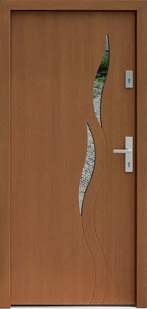 Drzwi zewnętrzne nowoczesne do domu 409,1 w kolorze ciemny dąb.