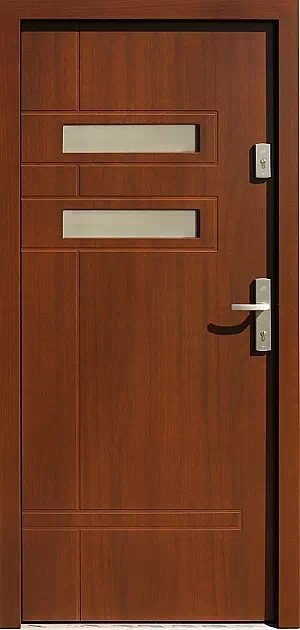 Drzwi zewnętrzne nowoczesne do domu 473,11 w kolorze orzech.