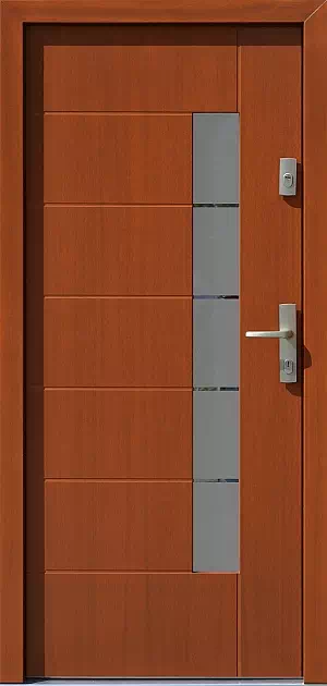 Drzwi zewnętrzne nowoczesne do domu 478,1+ds11 w kolorze teak.
