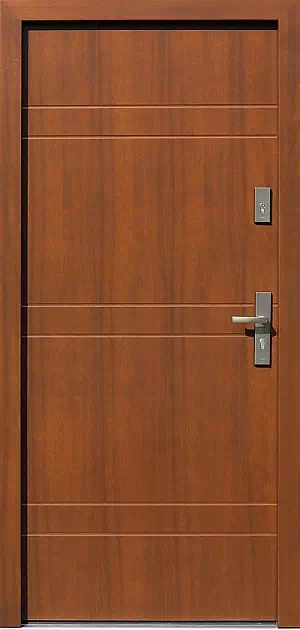 Drzwi zewnętrzne nowoczesne do domu 490,3 w kolorze teak.