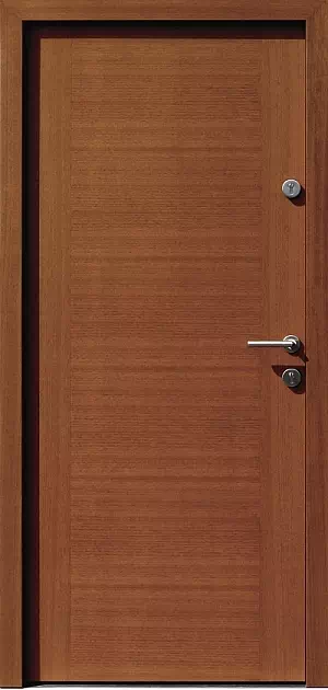 Drzwi zewnętrzne nowoczesne do domu 500A w kolorze ciemny dąb.