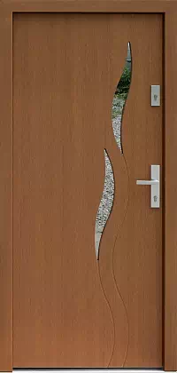 Drzwi zewnętrzne nowoczesne do domu wzór 409,1 w kolorze ciemny dąb.