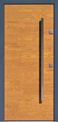 Drzwi zewnętrzne nowoczesne do domu wzór 410,1 w kolorze złoty dąb + antracyt.