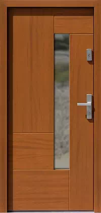 Drzwi zewnętrzne nowoczesne do domu 413,11C w kolorze ciemny dąb.