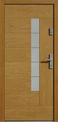 Drzwi zewnętrzne nowoczesne do domu 414,11+ds11 w kolorze dab średni.