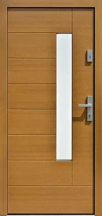 Drzwi zewnętrzne nowoczesne do domu 414,12B w kolorze winchester.