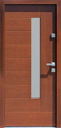 Drzwi zewnętrzne nowoczesne do domu 414,13 w kolorze ciemny dąb.