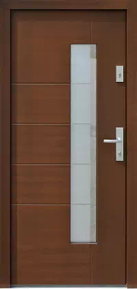 Drzwi zewnętrzne nowoczesne do domu 418,1+ds2 w kolorze orzech.