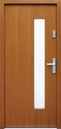Drzwi zewnętrzne nowoczesne do domu wzór 428,11 w kolorze dąb ciemny.
