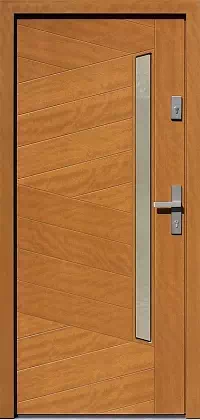 Drzwi zewnętrzne nowoczesne do domu wzór 430,19 w kolorze jasny dąb.