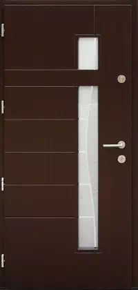 Drzwi zewnętrzne nowoczesne do domu wzór 437,11+ds3 w kolorze dąb bagienny.
