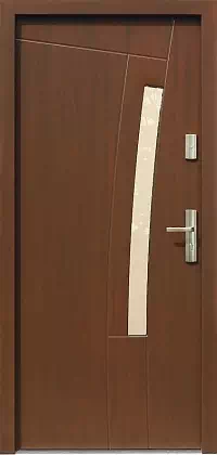 Drzwi zewnętrzne nowoczesne do domu wzór 438,12 w kolorze orzech.