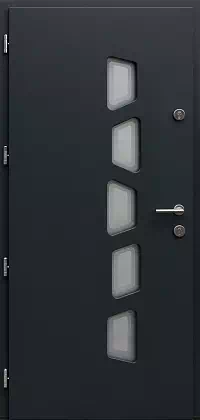 Drzwi zewnętrzne nowoczesne do domu wzór 451,11+ds1 w kolorze antracyt.