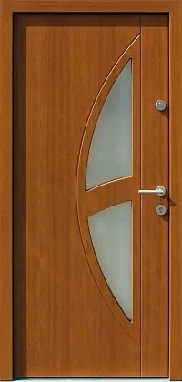 Drzwi zewnętrzne nowoczesne do domu wzór 452,1 w kolorze złoty dąb.