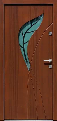 Drzwi zewnętrzne nowoczesne do domu wzór 458,2+ds1 w kolorze orzech.